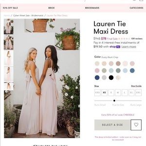 Show me your Mumu Lauren Tie bridesmaid dress. Dusty blush color.